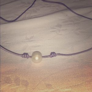 Purple, white purled necklace